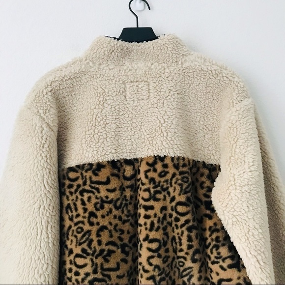 New! Rails Saga Faux Fur Sherpa Leopard Cheetah Pullover Plush Teddy Jacket - Picture 9 of 16